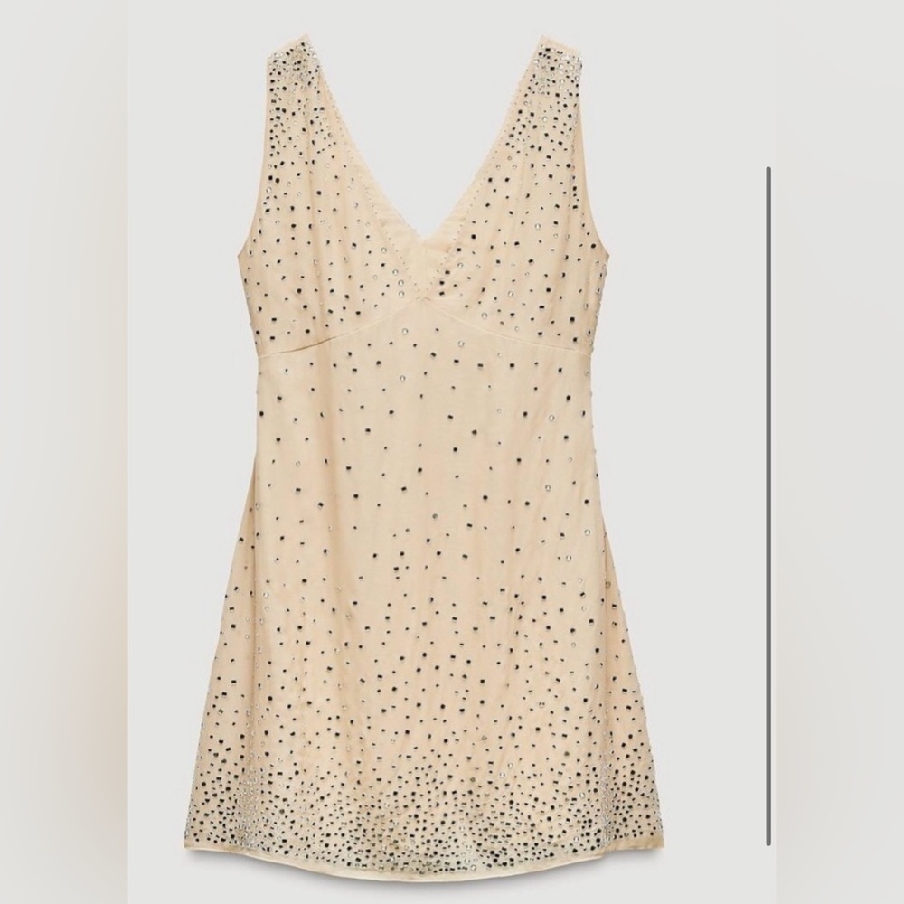 ZARA SS24 ZW COLLECTION SHORT DRESS WITH RHINESTONES 5107/069 size xs